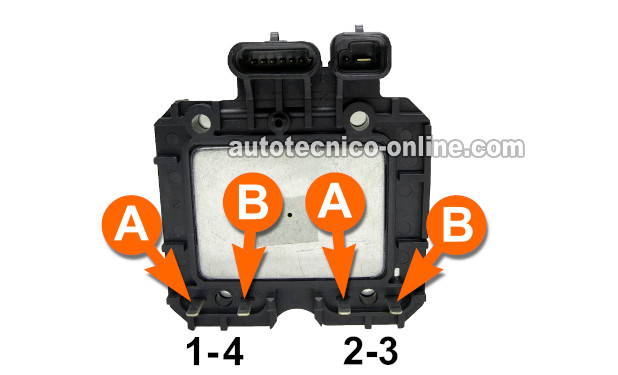 Identificando Las Terminales Para Las Bobinas De Encendido En El Módulo De Encendido. Cómo Probar La Bobina De Encendido GM 2.2L Cavalier, Sunfire
