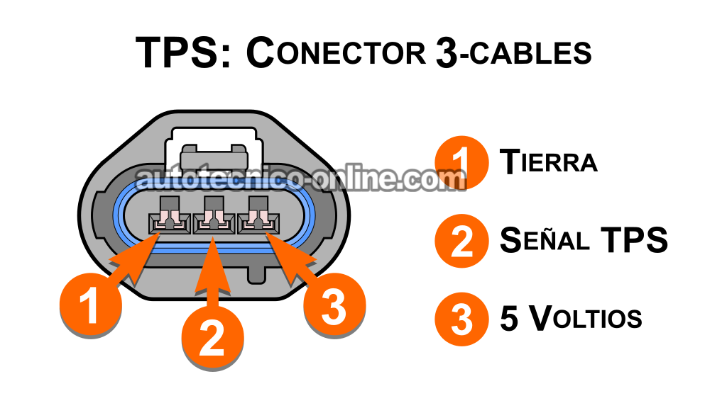 Descripción De Los Circuitos Del Sensor TPS. Cómo Probar El Sensor TPS (1996, 1997, 1998, 1999, 2000, 2001, 2002, 2003, 2004, 2005, 2006, 2007 3.0L V6 Ford Taurus, Mercury Sable)