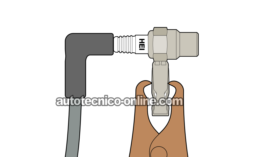 Verificando La Presencia De Chispa En El Cable De Alta Tensión De La Bobina De Encendido. Pruebas Esenciales Del Sistema De Encendido (1990, 1991, 1992, 1993, 1994, 1995 3.0L V6 Ford Taurus, Mercury Sable)