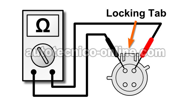 Verificando La Resistencia Del Elemento Calefactor Del Sensor De Oxígeno Delantero Derecho (HO2S11) (1997-1998 F150 - F250) Verificando La Resistencia Del Elemento Calefactor Del Sensor De Oxígeno Delantero Derecho (HO2S11) (1997-1998 F150 - F250)