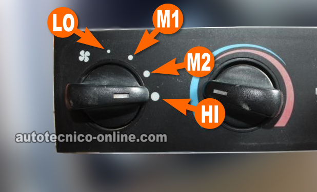 Velocidades LO, M1, M2, y HI Identificadas. Cómo Probar el Interruptor Del Motor Soplador (4.0L Ford Explorer y 4.0L Ford Ranger) Velocidades LO, M1, M2, y HI Identificadas. Cómo Probar el Interruptor Del Motor Soplador (4.0L Ford Explorer y 4.0L Ford Ranger)