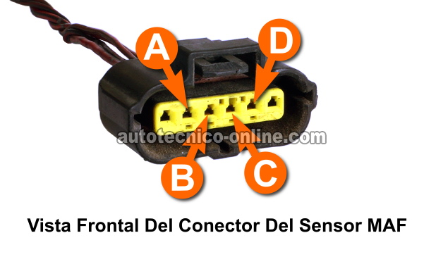 Verificando La Alimentación De 12 Voltios. Cómo Probar El Sensor MAF (1998, 1999, 2000, 2001, 2002 2.0L Mazda 626) Verificando La Alimentación De 12 Voltios. Cómo Probar El Sensor MAF (1998, 1999, 2000, 2001, 2002 2.0L Mazda 626)