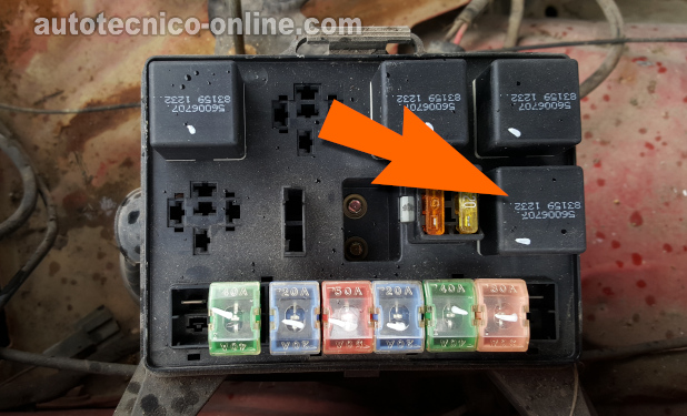 Starter Motor Relay Ubicación And Socket Pin Out In Power Distribution Center. Cómo Probar El Motor De Arranque (1996-1997 3.3L Pathfinder With Automatic Transmission).