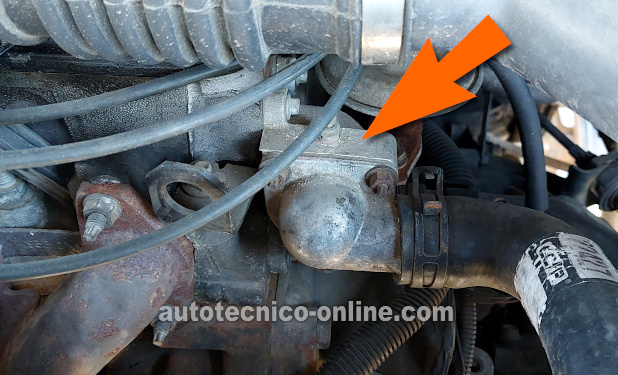 Thermostat Housing. Cómo Probar El Termostato (1992, 1993, 1994, 1995, 1996, 1997 2.2L Chevrolet Beretta, Cavalier, Corsica, y Pontiac Sunfire)